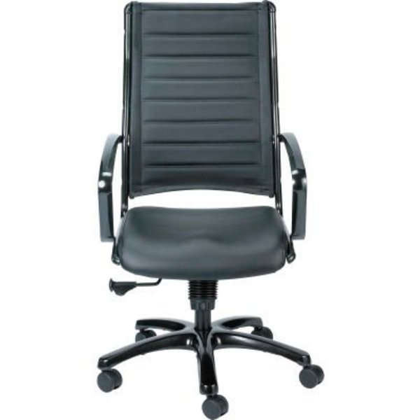 Raynor Marketing Eurotech Europa Executive High Back Chair - Black Leather - Non-Adjustable Arms LE111TNM-BLKL